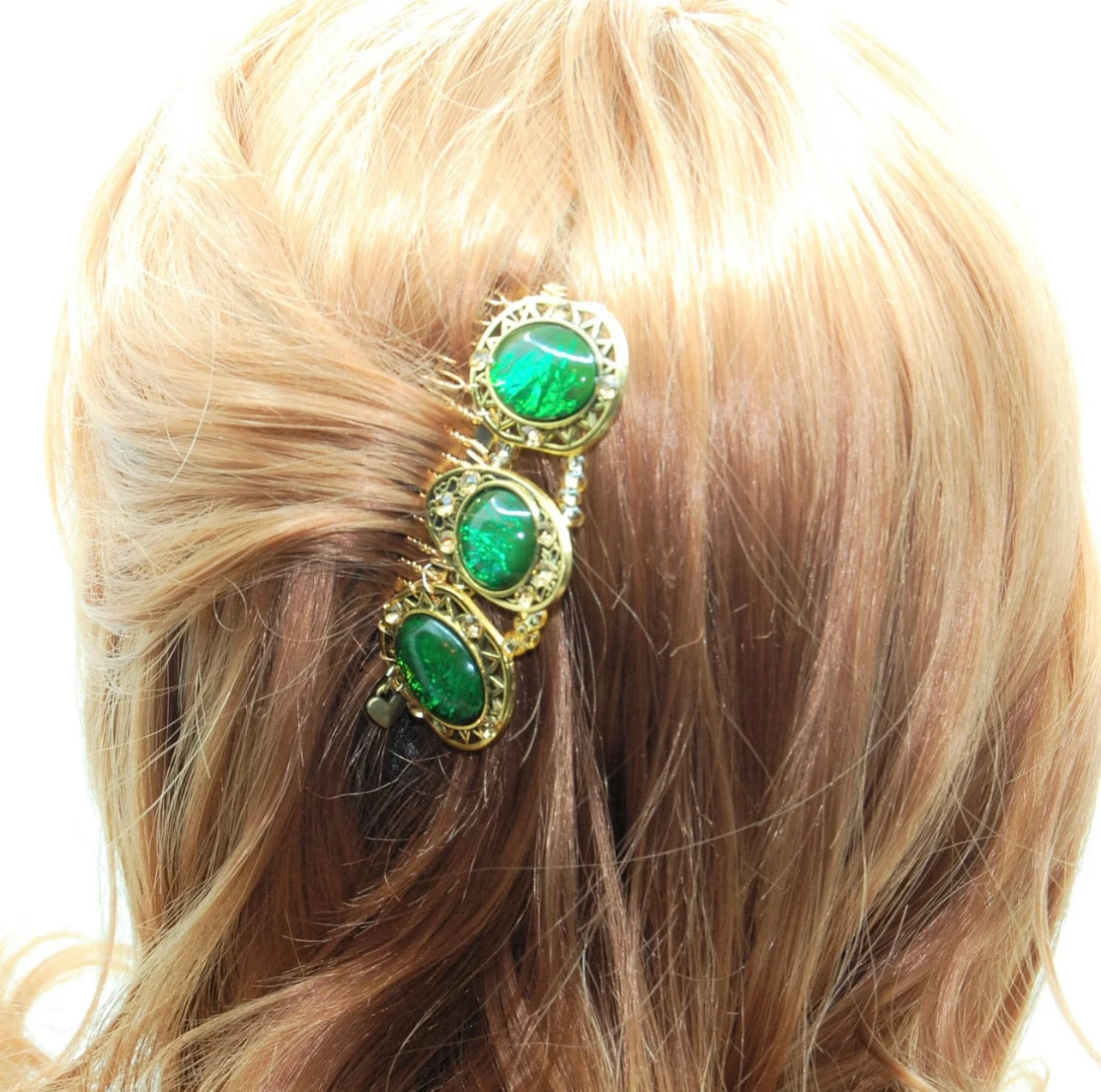 DP-184  GOLDEN FOREST | GREEN BEADS - GOLDEN BEADS- GOLD METAL