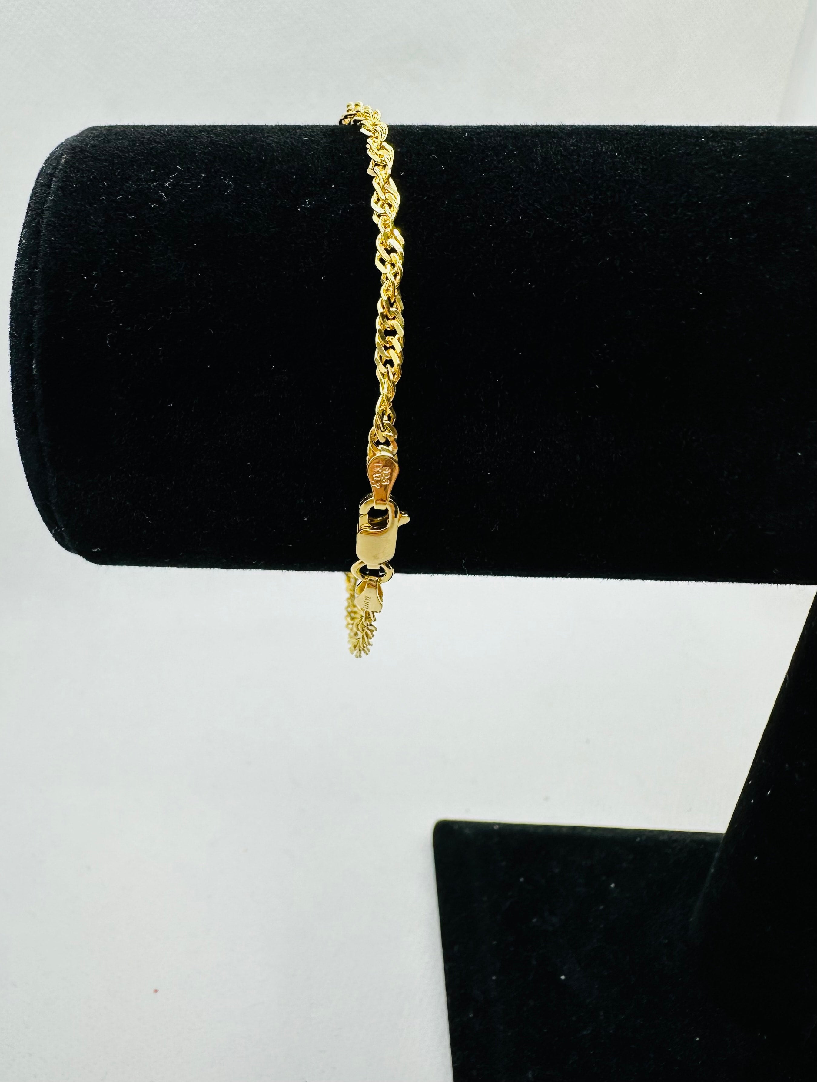 DP-279. 7.5” Twisted Bracelet gold plated sterling silver 925 Made in Italy