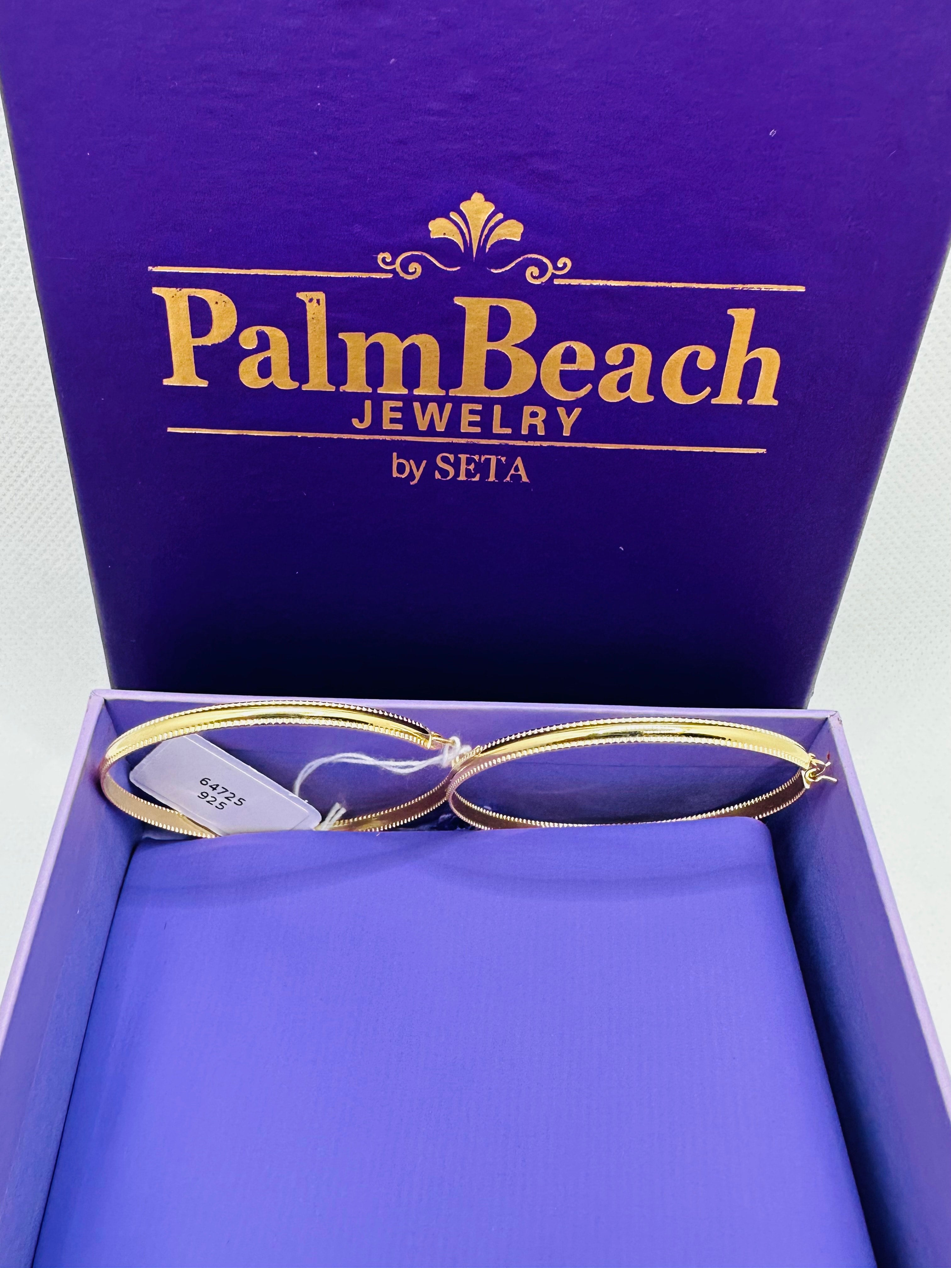 DP-264  Diamond Cut Beaded High Polished Hoops 18k Gold Plated Sterling Silver 2” Diameter 925