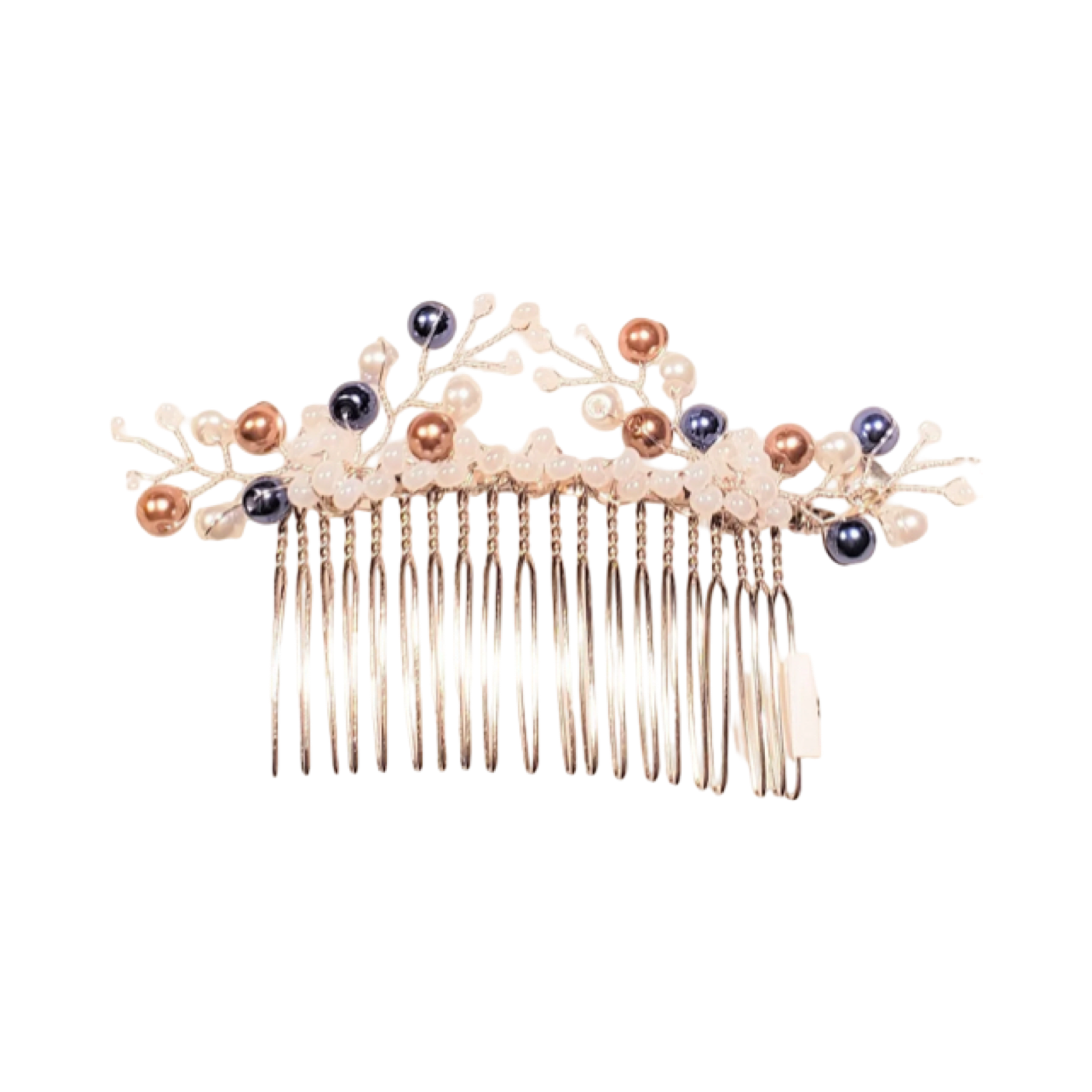 DP-48  LOVE,LOVE,LOVE/GLASS BROWN-BLUE PEARLS- WHITE GLASS BEADS-EXCLUSIVE