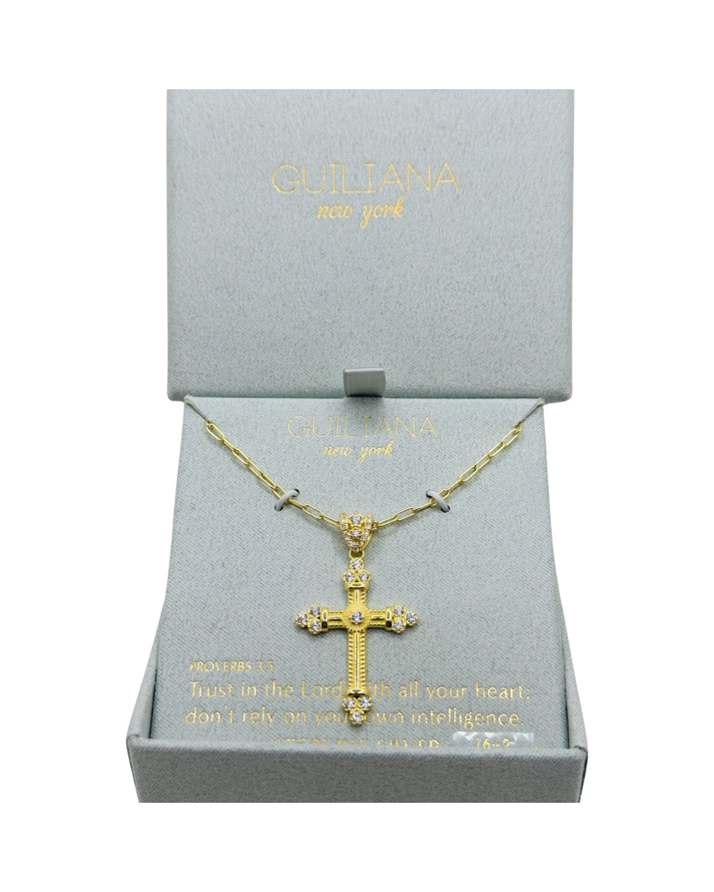 DP-280  18” GUILIANA Cross Necklace Gold plated sterling silver 925
