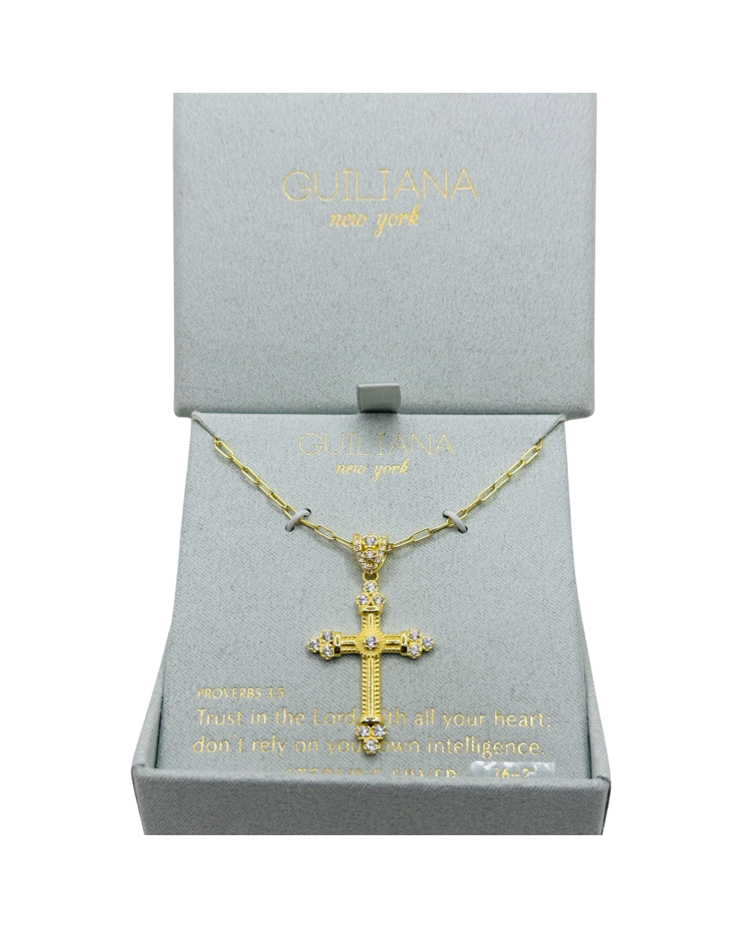 DP-280  18” GUILIANA Cross Necklace Gold plated sterling silver 925