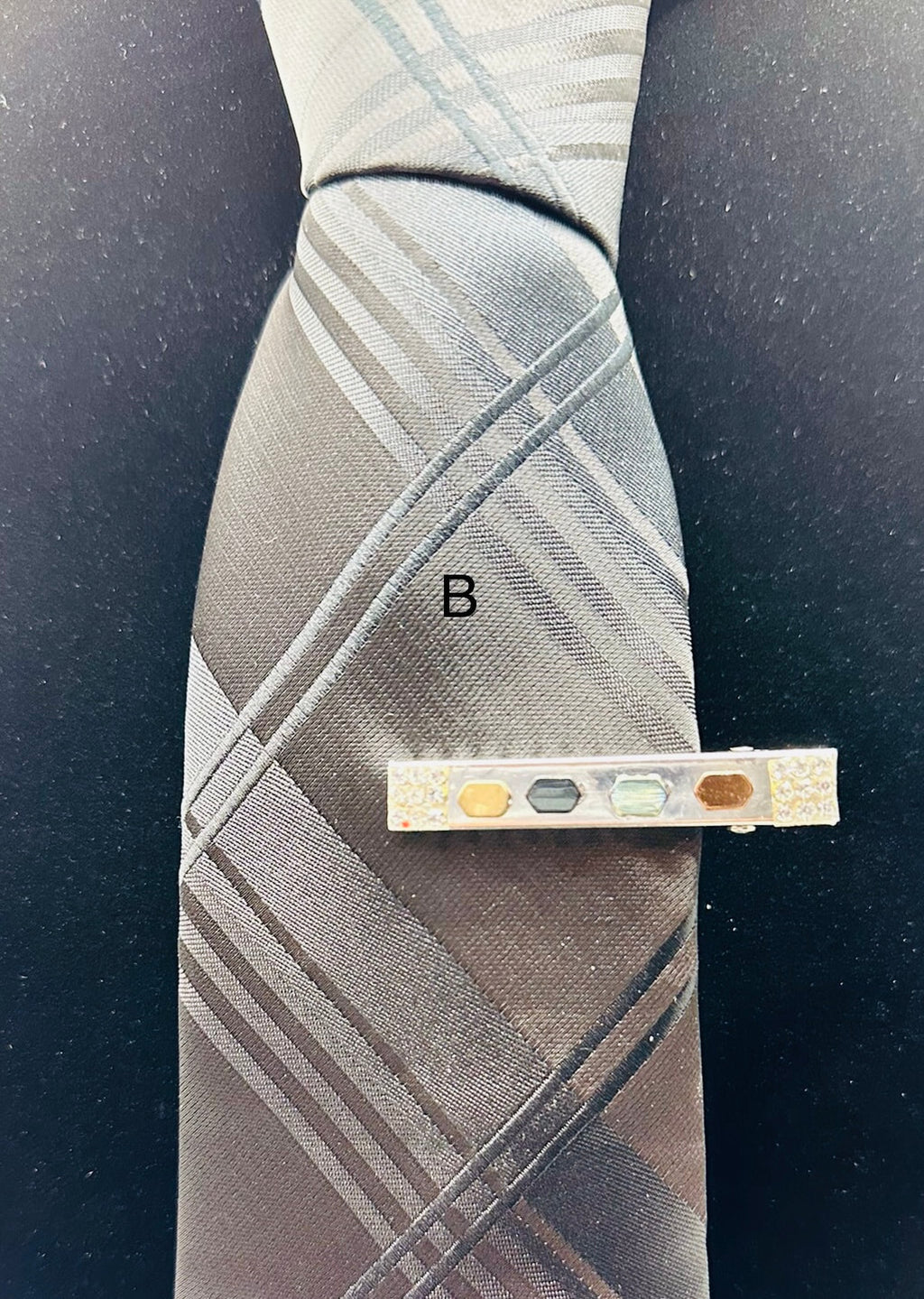 DP-275 MEN TIE CLIPS | GOLD, SILVER, BRONZE, BLACK BEADS AND SHINY STONES