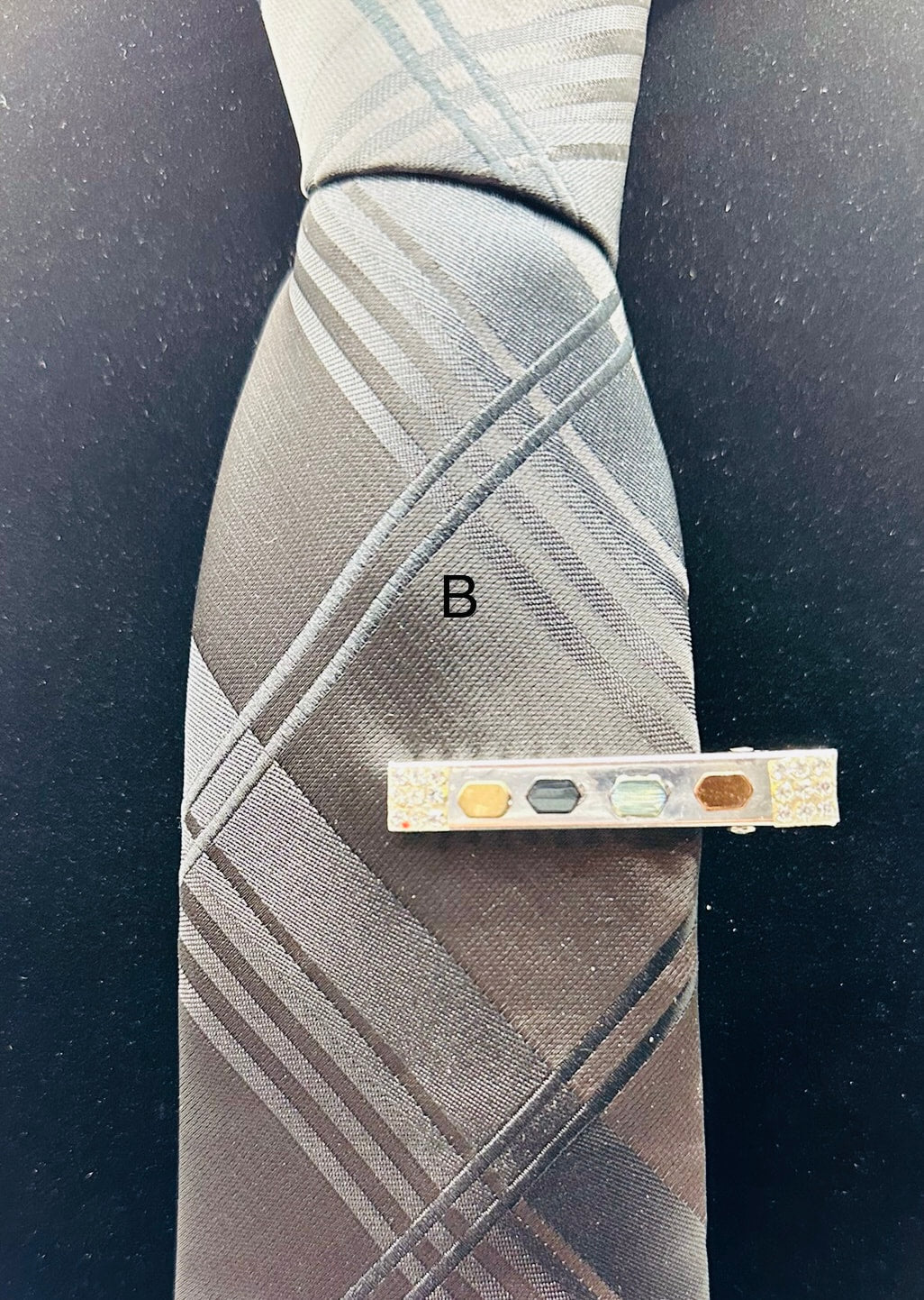 DP-275 MEN TIE CLIPS | GOLD, SILVER, BRONZE, BLACK BEADS AND SHINY STONES