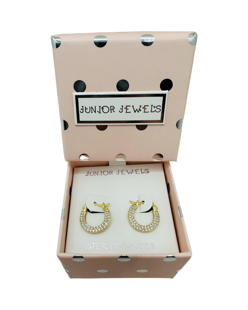 DP-286 Junior Jewels Kids Small gold plated sterling silver hoop 925 with shiny stones