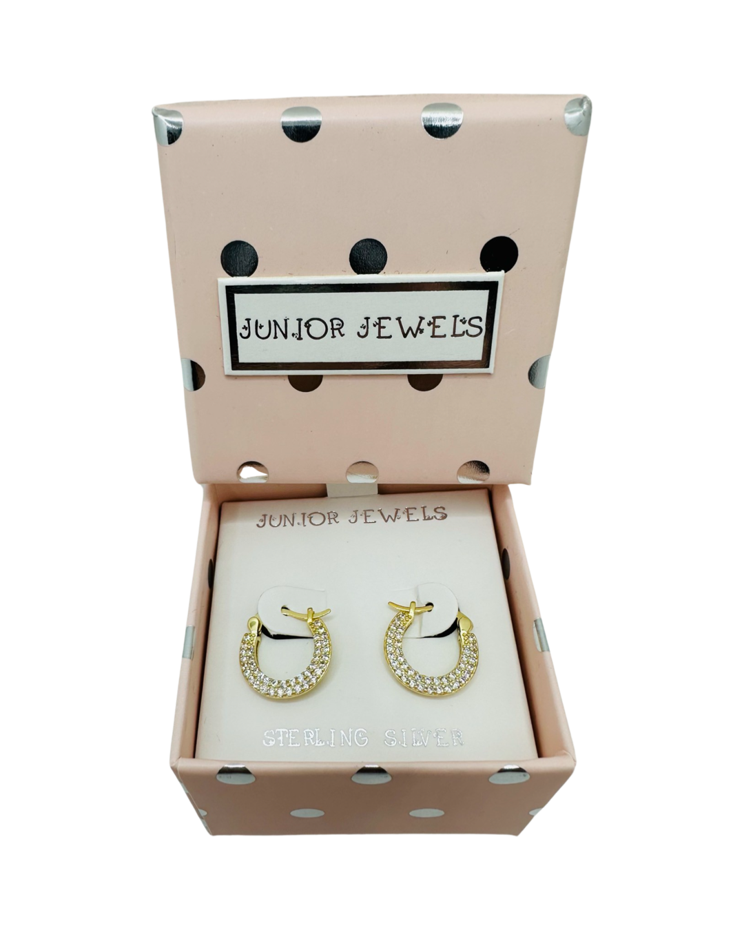 DP-286 Junior Jewels Kids Small gold plated sterling silver hoop 925 with shiny stones