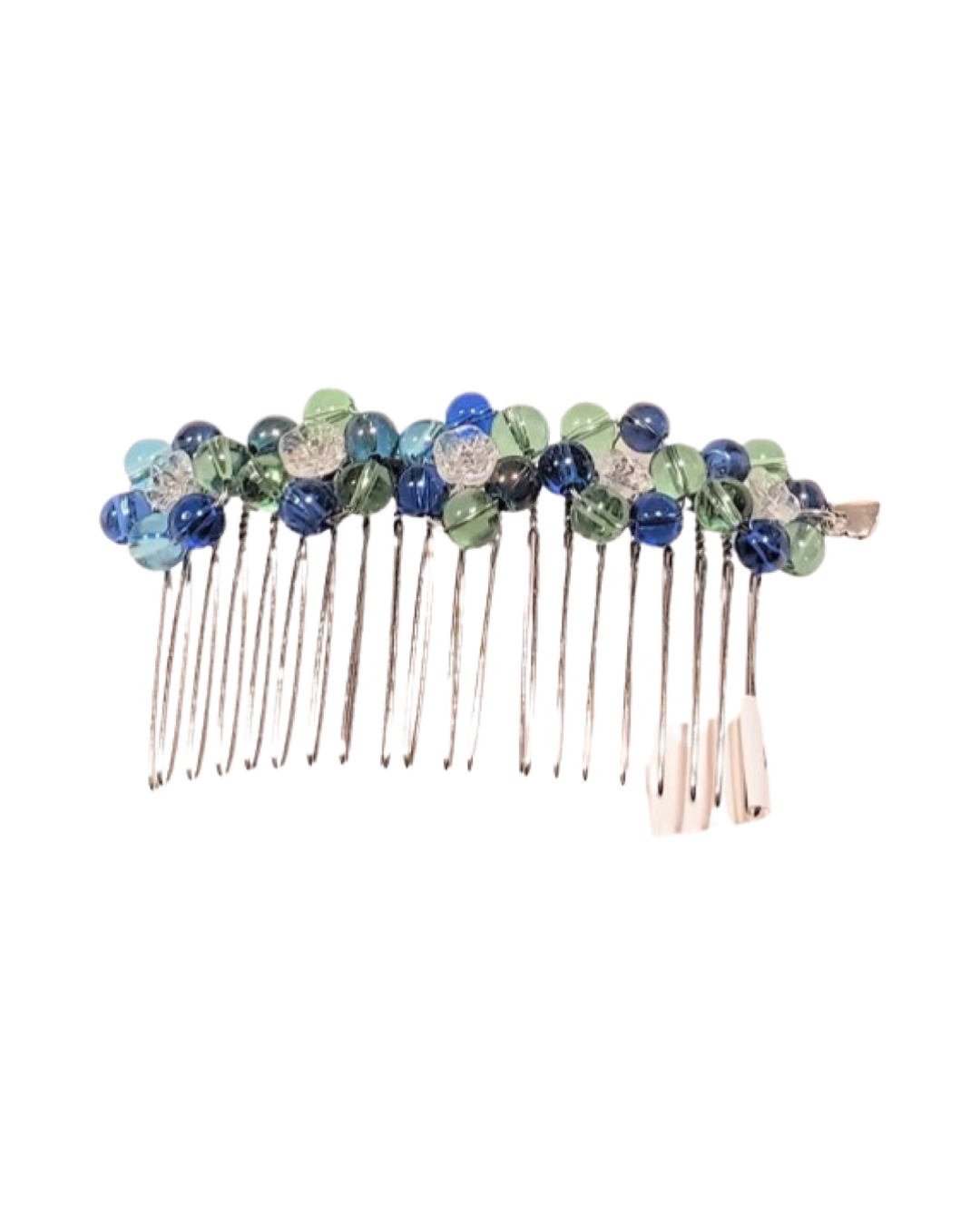 DP-81  BLOSSOM/GLASS CLEAR BLUE GREEN BEADS-LIGHT BLUE BEADS