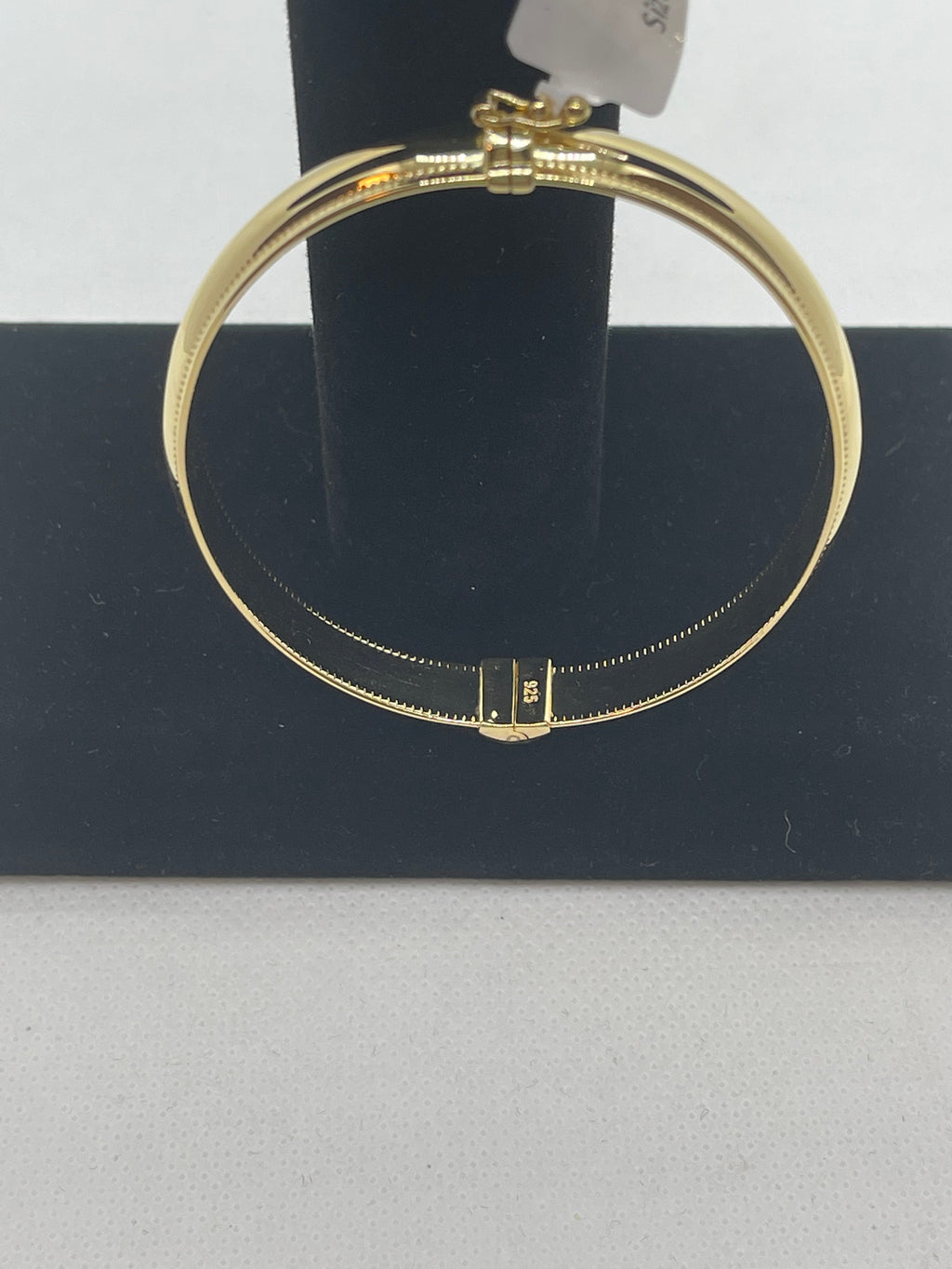 DP-259 Beaded edge Hinged High Polished Bangle Bracelet 18k Gold Plated Sterling Silver 7.5" 925