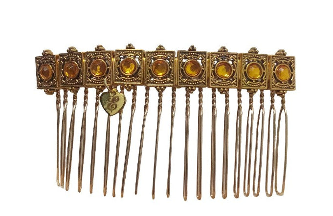 DP-333 CITRINA 2| GOLD METAL WITH CITRINE COLOR BEADS. "MADE IN PANAMÁ".